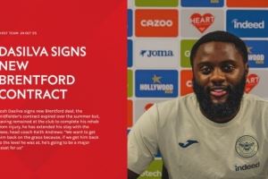 官方：布伦特福德中场达席尔瓦续约至赛季末，含延长一年的选项